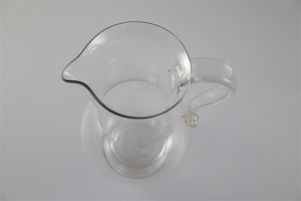 A Georgian plain baluster glass jug, 18th century, 21cm high